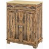 Sideboard Buffet Cabinet Brown Kitchen Coffee Bar Storage with Solid Wood Top Adjustable Shelf 2 Drawers for Living Room