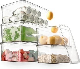 Clear Storage Bins With Lids,5 Packs Food Storage Organizer,Cabinet Storage Basket for Clothing, Towels, Cosmetics, Kitchen Storage Containers,Transp