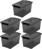 17 QT Plastic Storage Bins with Latching Lids 5 Packs Large Stackable Storage Containers for Organizing Storage Box for Garage, Closet, Classroom, Ki