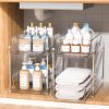 2-Tier Clear Under Sink Organizers and Storage, 2 Pack Pull-Out Cabinet Organizer,Vanity Countertop Container,Stackable Under Sink Organizer Organize