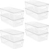 8pcs Clear Organizers and Storage Bins with Lids, Stackable Plastic Storage Containers with Handles for Fridge, Freezer, Pantry, Cabinet, Kitchen Org