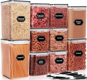 Large Airtight Food Storage Containers with Lids, 10PCS Plastic Cereal Storage Containers, Kitchen Pantry Organizers and Storage for Sugar, Flour, Ba