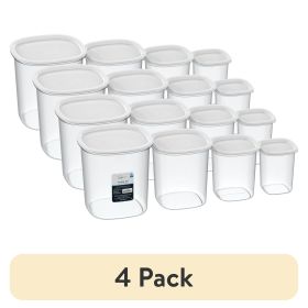 (4 pack) 8-Piece Plastic Pantry Food Storage Container Set, Kitchen Pantry Organizer Canisters for Dry Food Storage and Pantry Organization