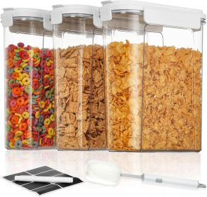 Cereal Containers Set, 3 PCS Airtight Food Storage Container with Flip-Top Lids, Plastic Organizer Dispenser for Kitchen, Pantry Organization (135.2o