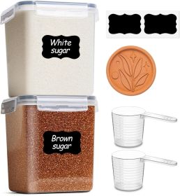Brown Sugar Container Set of 2 (2.5L/2.6Qt), Airtight Food Storage Containers with Lids and Terra Cotta Brown Sugar Saver, Plastic Canisters Sets for
