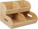 Potato and Onion Storage Bin for Pantry and Kitchen Counter - Ventilated Stackable Bamboo Organizer Baskets with Handles - Multipurpose Organization