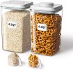 Airtight Food Storage Container with Pop Lid 130ml Scoop, 4L/4.2qt *2 BPA-Free Cereal, Rice, Flour, Pasta Snack Container, Stackable Durable,Kitchen
