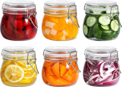 Airtight Glass Jars with Lids 17oz Small Food Storage Container Set of 6 - Airtight Canister with Clear Preserving Seal Wire Clip Fastening for Kitch
