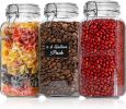 Airtight Glass Jars with Lids 0.6 Gallon Set of 3, Food Storage Canister Square-Storage Container with Clear Preserving Seal Wire Clip Fastening for