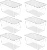 6 Pack Clear Stackable Storage Bins with Lids, Medium Plastic Containers with Handle for Pantry Organizer and Storage,Perfect for Kitchen,Fridge,Cabi