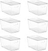 6 Pack Clear Stackable Storage Bins with Lids,XLarge Plastic Containers with Handle for Pantry Organizer and Storage,Perfect for Kitchen,Fridge,Cabin