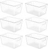 6 Pack Pantry Organizer Bins, Plastic Containers with Handle for Kitchen,Freezer,Cabinet,Closet,Bathroom Under Sink Storage