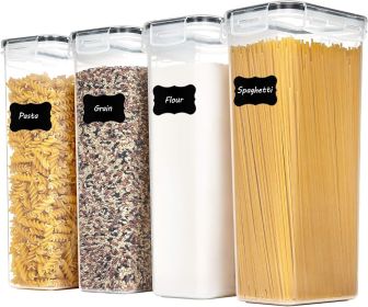 Airtight Food Storage Containers with Lids, 4 PCS 2.8L Pasta Containers for Pantry Organization and Storage, BPA Free Kitchen Canisters for Spaghetti
