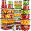 52 PCS Food Storage Containers with Lids Airtight (26 Lids 26 Containers)- Reusable Plastic Leakproof Meal-Prep Container for Kitchen Storage Organiz