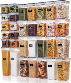 32pcs Airtight Food Storage Containers Set, BPA Free Plastic Kitchen and Pantry Organization Canisters with Lids for Cereal, Dry Food, Flour and Suga