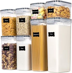 Airtight Food Storage Containers with Lids, 8 PCS Plastic Storage Canisters for Kitchen Pantry Organization,Dry Food Canisters for Flour, Sugar and C