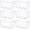 6 PCS Clear Plastic Storage Bins, Pantry Organizer Containers with Handle for Refrigerator, Fridge, Cabinet, Kitchen, Countertops, Cupboard, Home Org