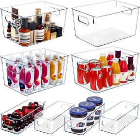 Set of 8 Clear Plastic Storage Bins, 4 Large and 4 Small Stackable Storage Containers for Pantry Organization and Kitchen Storage Bins,Home Edit and