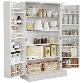 41" Modern Kitchen Pantry Freestanding Storage Cabinet with Double Doors Adjustable Shelves for Living Room - White