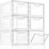 6 Pack Closet Organizers and Storage,Clear Stackable Plastic Storage Bins with Lids Magnetic Doors,Clothes Organizers and Storage,Plastic Craft Conta