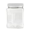 Pride Of India | Clear Food Grade PET Plastic Square Grip Storage Jar w/Cap 6 Jar Pack - 32 FL OZ (3-4 Cup Storage Capacity) | Airtight Seal & Easy H