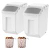 Ingredient Storage Bin, 2 x 15L Dispenser Bin with 2 Measuring Cups, Attachable Casters and Airtight Lid, 2 Pcs/Set Dog Pet Food Storage Container, P