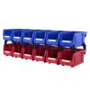 Plastic Storage Bin, (11-Inch x 5-Inch x 5-Inch), Hanging Stackable Storage Organizer Bin, Blue/Red, 12-Pack, Heavy Duty Stacking Containers for Clos