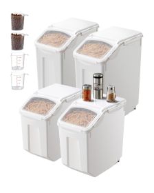 Rice Storage Container, 3.5Gal/15Lx2 + 4.5Gal/20Lx2 Large Dog Food Dispenser Bin, Kitchen Ingredient Grain Cereal Bin, Pet food Containers with Wheel