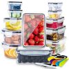 24 Pcs Food Storage Containers with Lids Airtight- Stackable Kitchen Bowls Set Meal Prep Containers-BPA Free Leak Proof Plastic Lunch Boxes- Freezer