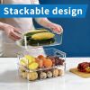 10 Pack Pantry Organizers and Storage,Clear Plastic Containers with 2 Dividers for Kitchen,Fridge Organization and Storage,Acrylic Bins for Pounches,