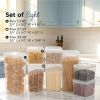 Food Storage Containers with Flip-Top Lid, 8 Pack Combo Set, Clear Stackable Food Containers for Kitchen & Pantry Organization, BPA-Free, Food Grade