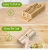 Bamboo Bag Storage Organizer - 2 Wrap Dispenser with Cutter & 4 Slots Food Storage Bags Container - Kitchen Drawer Plastic Bags Storage Organization