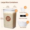 Rice Container Set of 2(9.5L/10Qt), Large Airtight Food Storage Containers with Lid and Rice Washer, Plastic Canisters Sets for The Kitchen, Pantry O