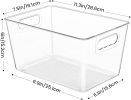 6 Pack Pantry Organizer Bins, Plastic Containers with Handle for Kitchen,Freezer,Cabinet,Closet,Bathroom Under Sink Storage