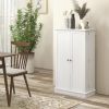 41" Kitchen Sideboard Cabinet with 5-Tier Shelving 12 Spice Racks Adjustable Shelves, White