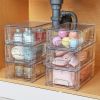 10 Pack Stackable Storage Drawers,Clear Acrylic Drawer Organizers with Handles, Easily Assemble Containers for Fridge, Bathroom,Kitchen Undersink,Cab