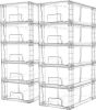 10 Pack Stackable Storage Drawers,Clear Acrylic Drawer Organizers with Handles, Easily Assemble Containers for Fridge, Bathroom,Kitchen Undersink,Cab