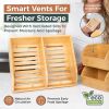 Potato and Onion Storage Bin for Pantry and Kitchen Counter - Ventilated Stackable Bamboo Organizer Baskets with Handles - Multipurpose Organization