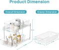 4 Pack Bathroom Organizer, 2 Tier Clear Under Sink Organizers Vanity Countertop Storage Container,Cabinet Drawers Bins, Pull-Out Organization with Tr