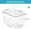 6 Pack Clear Stackable Storage Bins with Lids, Large Plastic Containers with Handle for Pantry Organizer and Storage,Perfect for Bathroom,Cabinet,Kit