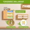 Bamboo Bag Storage Organizer - 2 Wrap Dispenser with Cutter & 4 Slots Food Storage Bags Container - Kitchen Drawer Plastic Bags Storage Organization