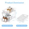 2-Tier Clear Under Sink Organizers and Storage, 2 Pack Pull-Out Cabinet Organizer,Vanity Countertop Container,Stackable Under Sink Organizer Organize