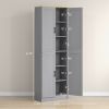Freestanding Kitchen Pantry, 4-Door Kitchen Pantry Cabinet with Adjustable Shelves and Doors, Distressed White