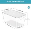 6 Pack Clear Stackable Storage Bins with Lids, Medium Plastic Containers with Handle for Pantry Organizer and Storage,Perfect for Kitchen,Fridge,Cabi