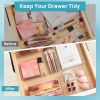 44 PCS Clear Plastic Drawer Organizers Set, 4-Size Versatile Bathroom and Vanity Organizer Trays, Non-Slip Storage Containers for Makeup, Jewelries,