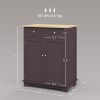 Sideboard Floor Cupboard with Solid Wood Top, Adjustable Shelf and 2 Drawers Versatile Kitchen Storage Cabinet