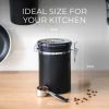 Stainless Steel Coffee Canister 21oz Airtight Kitchen Food Storage Container with Date Tracker CO2 Release Valve and Measuring Scoop For Ground Coffe