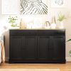 Modern Sideboard, Accent Kitchen Buffet Cabinet with Storage Drawers & Adjustable Shelves, for Dining, Entryway, Black
