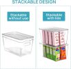 6 Pack Clear Stackable Storage Bins with Lids, Medium Plastic Containers with Handle for Pantry Organizer and Storage,Perfect for Kitchen,Fridge,Cabi