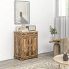 Sideboard Buffet Cabinet Brown Kitchen Coffee Bar Storage with Solid Wood Top Adjustable Shelf 2 Drawers for Living Room
